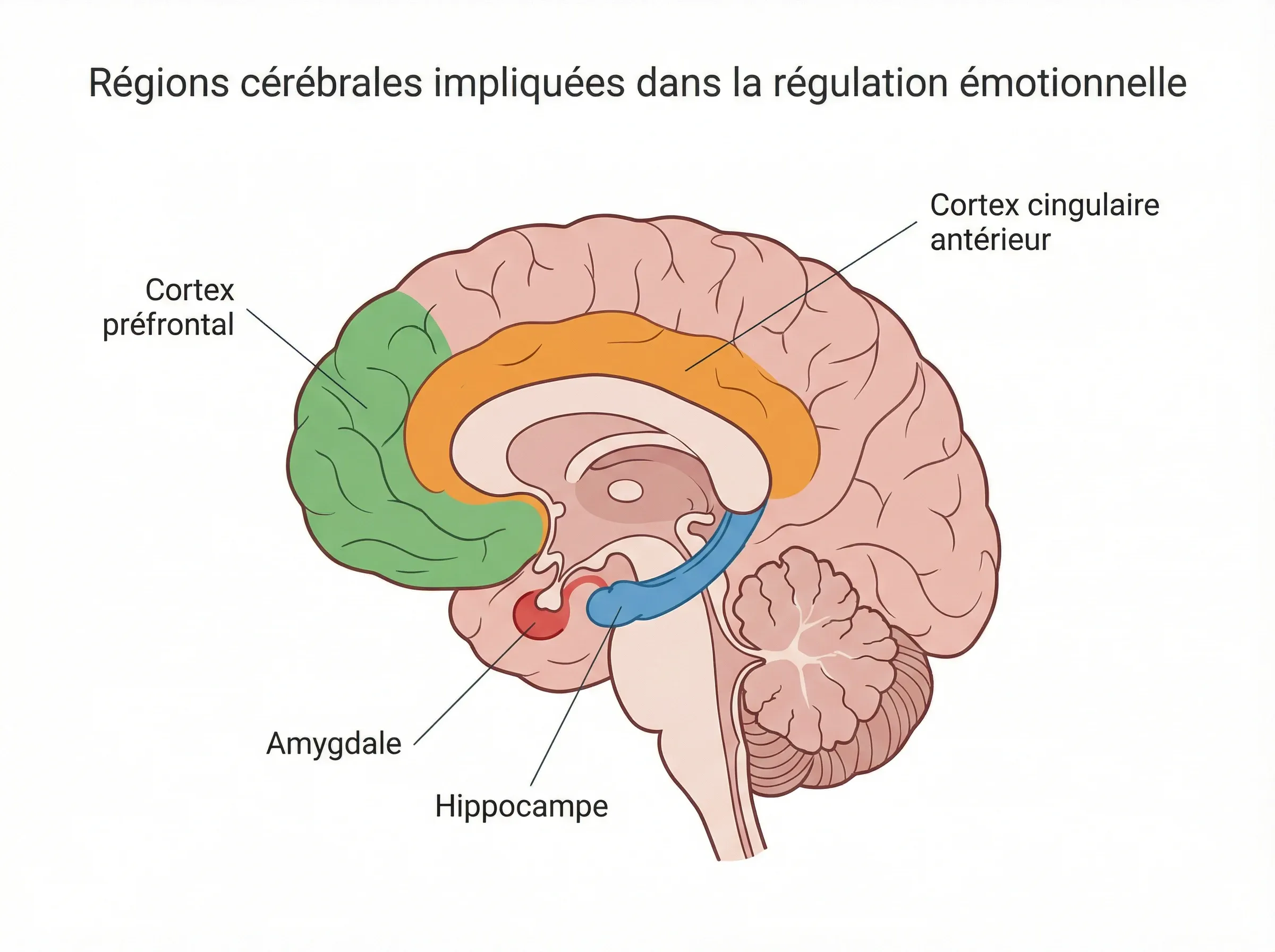 Régions cérébrales impliquées dans la régulation émotionnelle